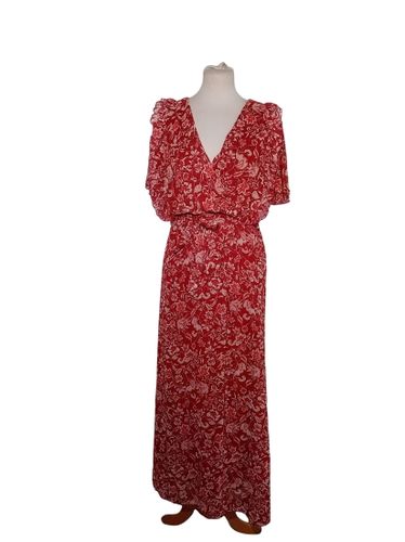 Robe Longue Rouge Fleurie S (T5958) - Label Emmaus - Modalova