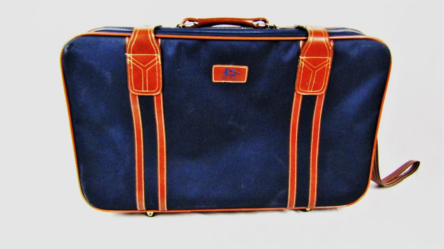 Valise bleue vintage à roulettes - blue horses - Modalova