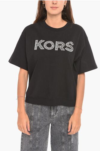 Crewneck Short Sleeved Logo T-shirt With Rhinestones size S - Michael Kors - Modalova