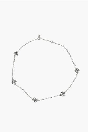 Silver-tone ROXANNE Necklace with Rhinestoned Logo Detail size Unica - Tory Burch - Modalova
