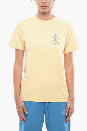 Solid Color Crew-neck T-Shirt with Printed Logo size S - Sporty & Rich - Modalova