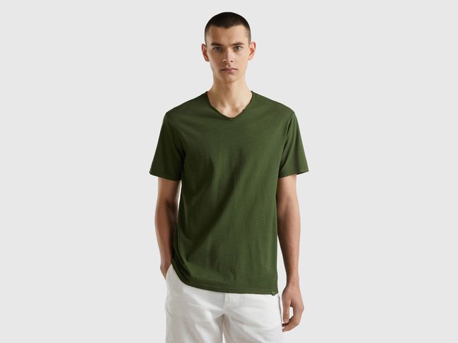 Benetton, T-shirt 100% Cotone Con Scollo A V, taglia XL, , Uomo - United Colors of Benetton - Modalova