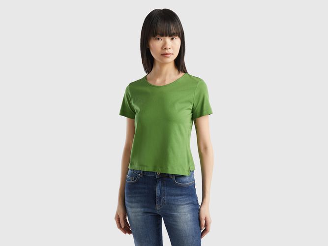 Benetton, T-shirt A Manica Corta Con Spacco, taglia L, Verde Militare, Donna - United Colors of Benetton - Modalova