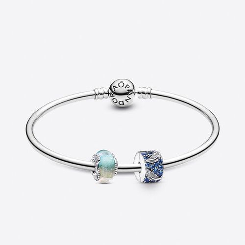 Bracelet Composé Verre de Murano et Clip Plume - Pandora - Modalova
