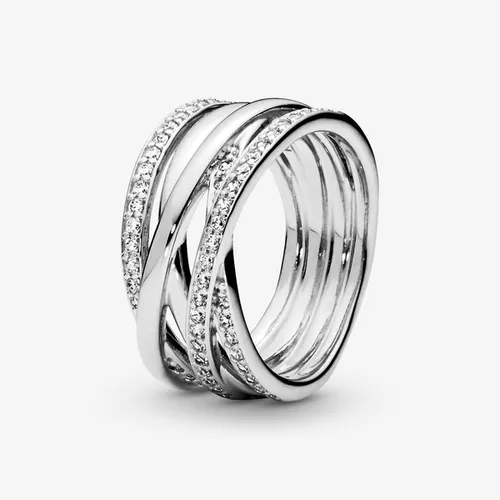 Bague lignes brillantes et scintillantes - Pandora - Modalova