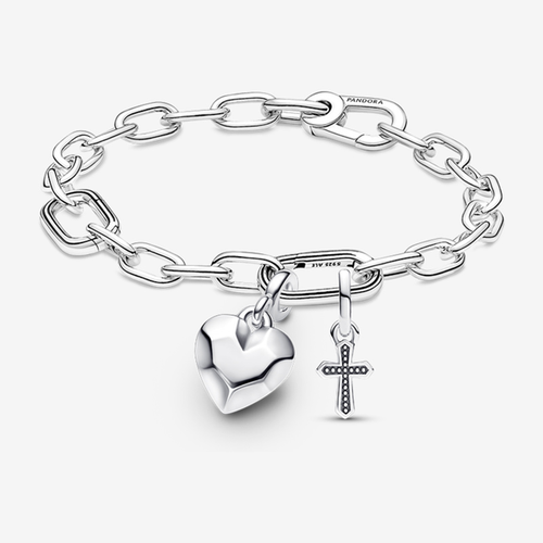 Bracelet Link Composé Cœur Facetté & Croix Scintillante ME - Pandora - Modalova