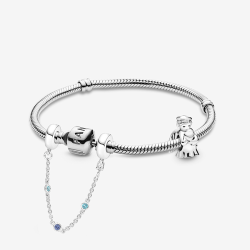 Bracelet Composé Ange de l'Amour & Chaîne Triple Pierre Bleue - Pandora - Modalova