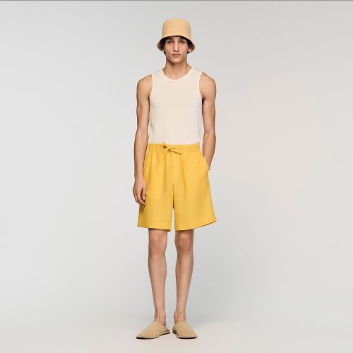 Short en lin à taille élastiquée - Sandro Paris - Modalova