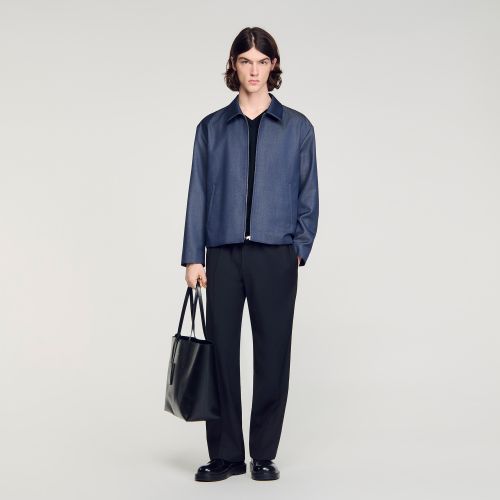 Blouson zippé effet denim - Sandro Paris - Modalova