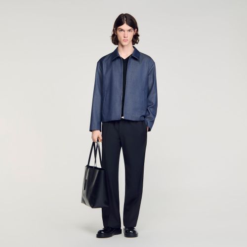 Blouson zippé effet denim - Sandro Paris - Modalova