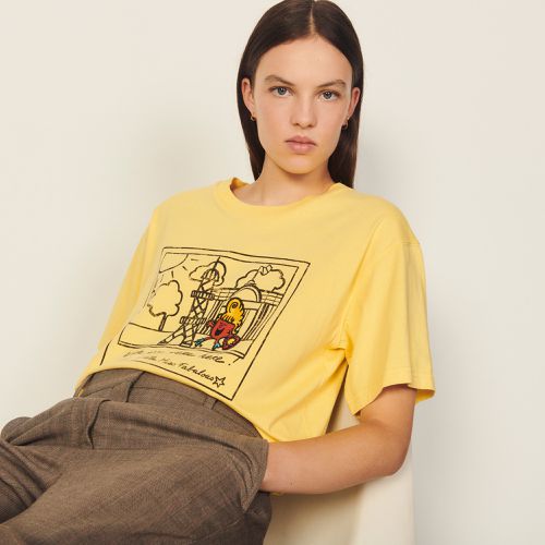 T-shirt imprimé en coton - Sandro Paris - Modalova