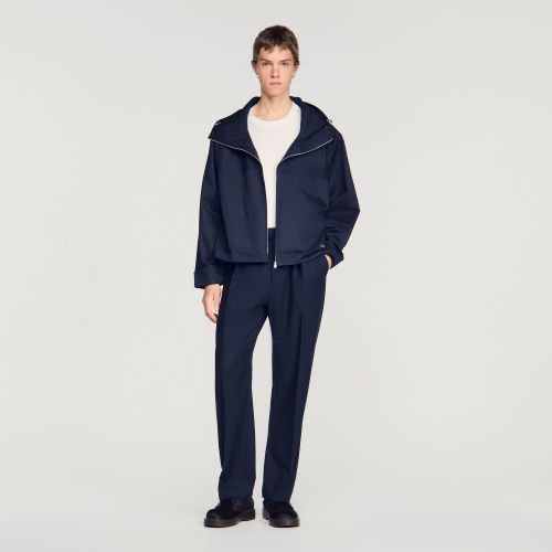 Blouson en coton zippé à capuche - Sandro Paris - Modalova