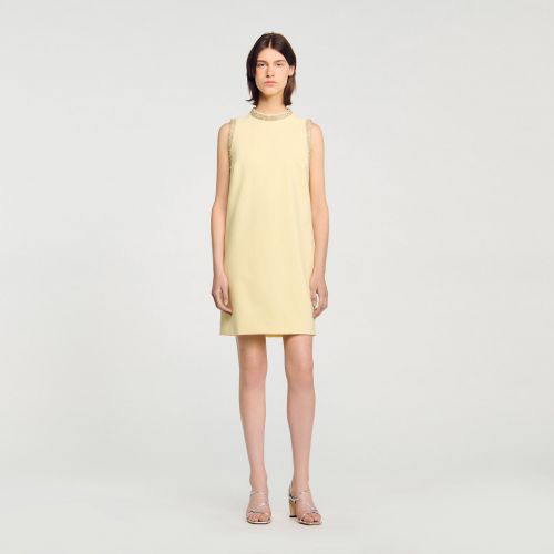 Robe courte à détails strassés - Sandro Paris - Modalova