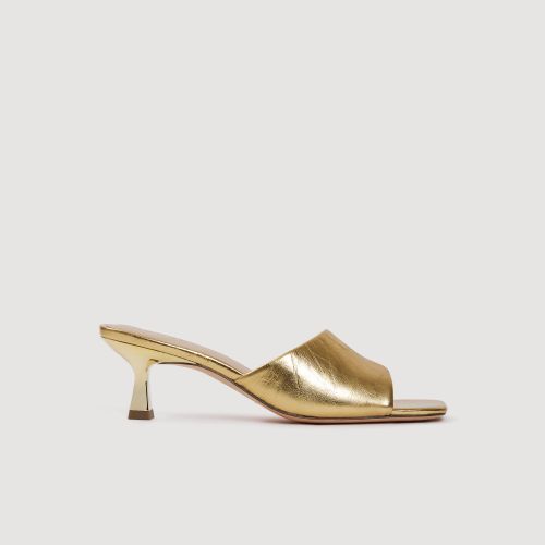 Mules à talon en cuir métallisé - Sandro Paris - Modalova