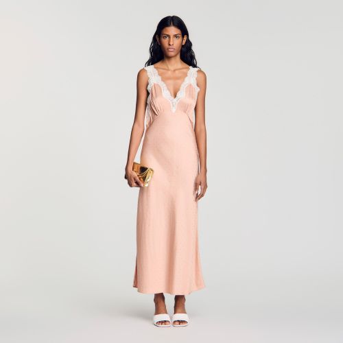 Robe esprit lingerie strassée - Sandro Paris - Modalova