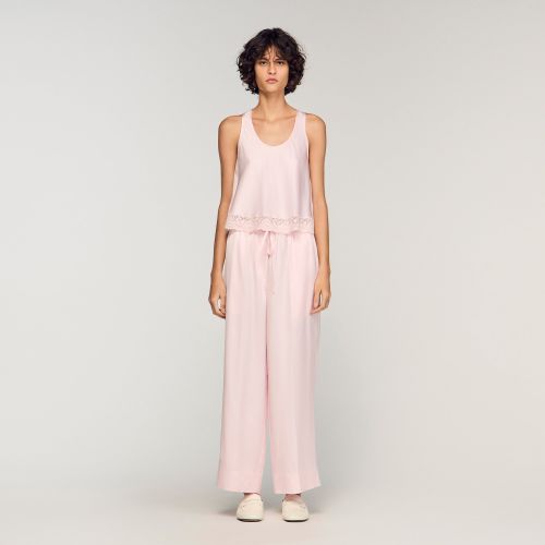 Pantalon large satiné - Sandro Paris - Modalova