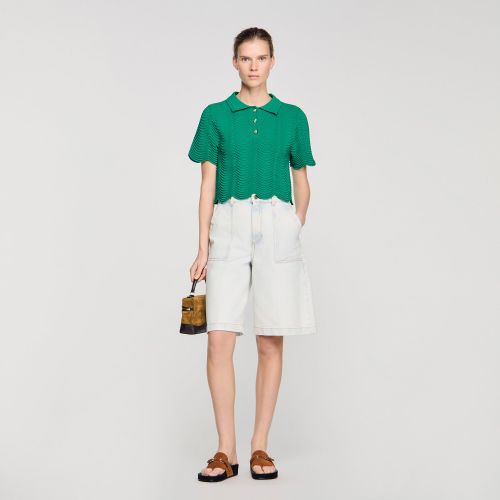 Pull court en maille fantaisie - Sandro Paris - Modalova