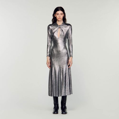 Robe longue métallisée - Sandro Paris - Modalova