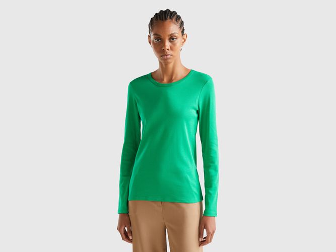 Benetton, T-shirt A Manica Lunga In Puro Cotone, taglia XXS, Verde, Donna - United Colors of Benetton - Modalova