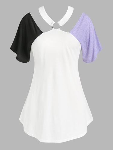 Tops Grandes Tailles T-shirt Tunique Dcoup Contrastant Grande Taille - Dresslily FR - Modalova