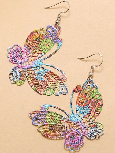 Boucles d'Oreilles Boucles D'Oreilles Pendantes en Forme de Papillon Couleur Arc-en-Ciel Style Romantique - Dresslily FR - Modalova