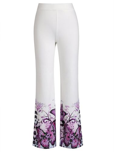 Pantalons Pantalon Dcontract Long Imprim Papillon Jambe Large Taille Haute Elastique - Dresslily FR - Modalova