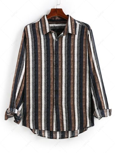 ZAFUL Chemise Haute Basse Boutonne Raye Imprime 2xl - Zaful FR - Modalova