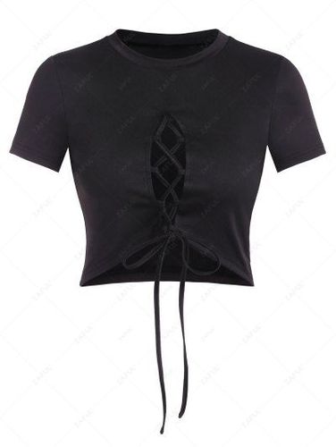 Lace Up Short Sleeve Crop T Shirt - Zaful - Modalova