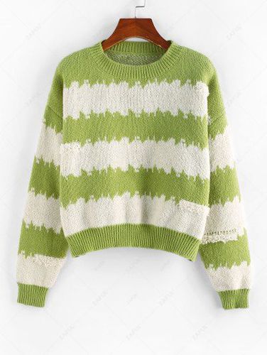 Drop Shoulder Striped Jacquard Sweater - Zaful - Modalova