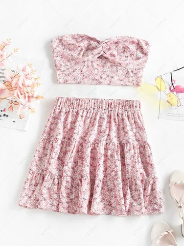 Ensemble de Haut Tube Fleuri Tordu et de Jupe - ZAFUL - Modalova