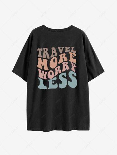 Oversized TRAVEL MORE WORRY LESS Graphic T-shirt - Zaful - Modalova