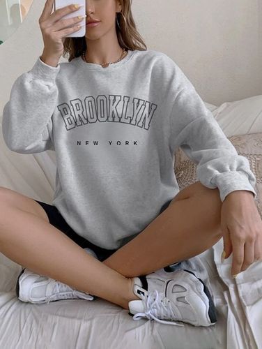 Sweat-shirt Simple à Lettre BROOKLYN NEW YORK - ZAFUL - Modalova