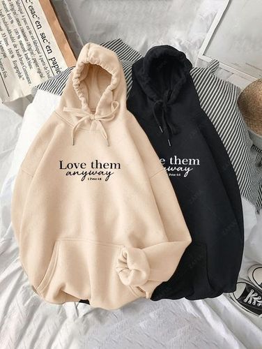 Sweat Capuche Imprim Thermique Slogan Goutte Epaule Xl - Zaful FR - Modalova
