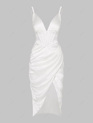Robe Corset Mi-longue Bustier Plissée Soyeuse - ZAFUL - Modalova