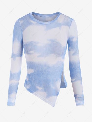 T-shirt Tunique Teint Fente Latrale en Maille Transparente Taille unique - Zaful FR - Modalova