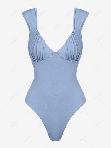 Body Plongeant en Couleur Unie Volants S - ZAFUL - Modalova