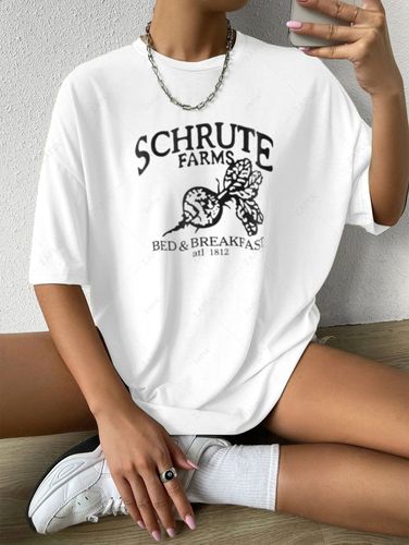 T-shirt Tunique Lettre Graphique à Goutte Epaule Surdimensionné - ZAFUL - Modalova