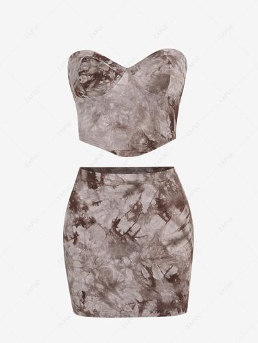ZAFUL Ensemble Jupe Courte ZAFUL Ensemble de Haut Tube Teint Ourlet Hanky et de Jupe S - Zaful FR - Modalova
