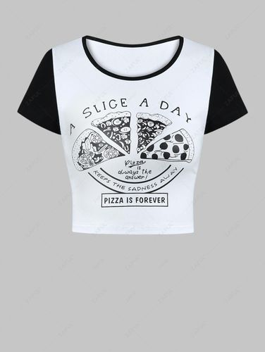 T-shirt Court Graphique PIZZA IS FOREVER en Blocs de Couleurs à Manches Courtes - ZAFUL - Modalova