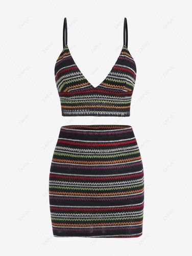 ZAFUL Ensemble Jupe Courte Ensemble de Robe Moulante Arc-en-Ciel et de Mini-Jupe Tricote Zigzag Deux Pices Taille unique - Zaful FR - Modalova