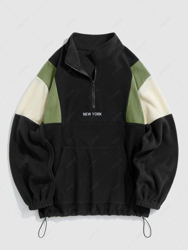 Sweat-shirt Graphique Brodé à Demi-Zip en Blocs de Couleurs en Laine - ZAFUL - Modalova
