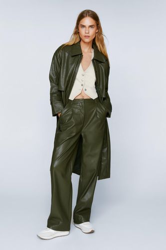 Pantalon Coupe Droite À Plis En Simili De Qualité Supérieure - 44 - Nasty Gal - Modalova