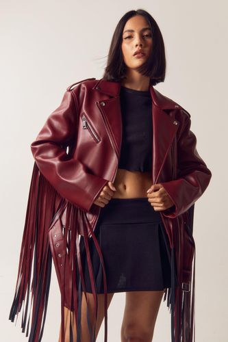 Veste Biker En Simili À Franges - 32 - Nasty Gal - Modalova