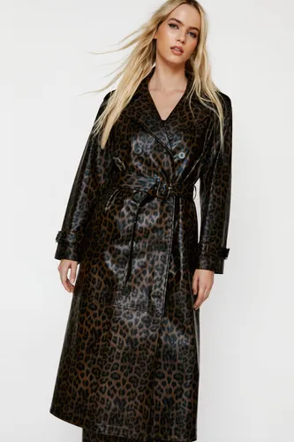 Trench En Simili Premium Imprimé Léopard - 36 - Nasty Gal - Modalova