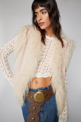 Premium Real Shearling And Suede Afghan Gilet - 38 - Nasty Gal - Modalova