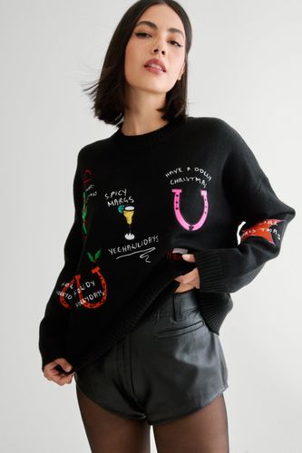 Holiday Motif Jumper - Noir - S - Nasty Gal - Modalova