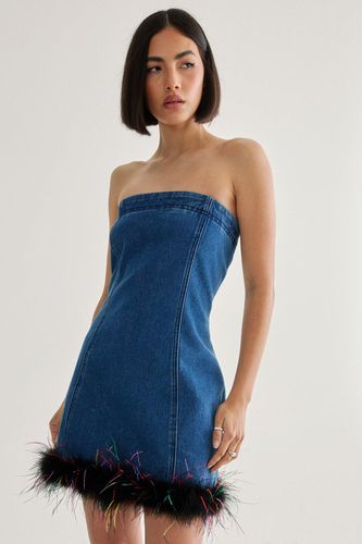 Feather Hem Bandeau Dress - 32 - Nasty Gal - Modalova