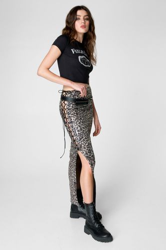 Leopard Sequin Lace Cut Out Maxi Skirt - S - Nasty Gal - Modalova