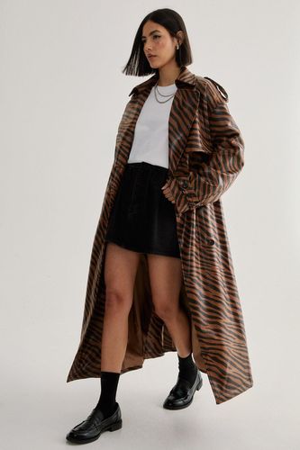 Neutral Zebra Trench Coat - 32 - Nasty Gal - Modalova