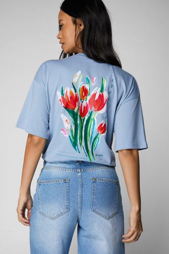 T-Shirt Oversize Imprimé Tulipe - - S - Nasty Gal - Modalova